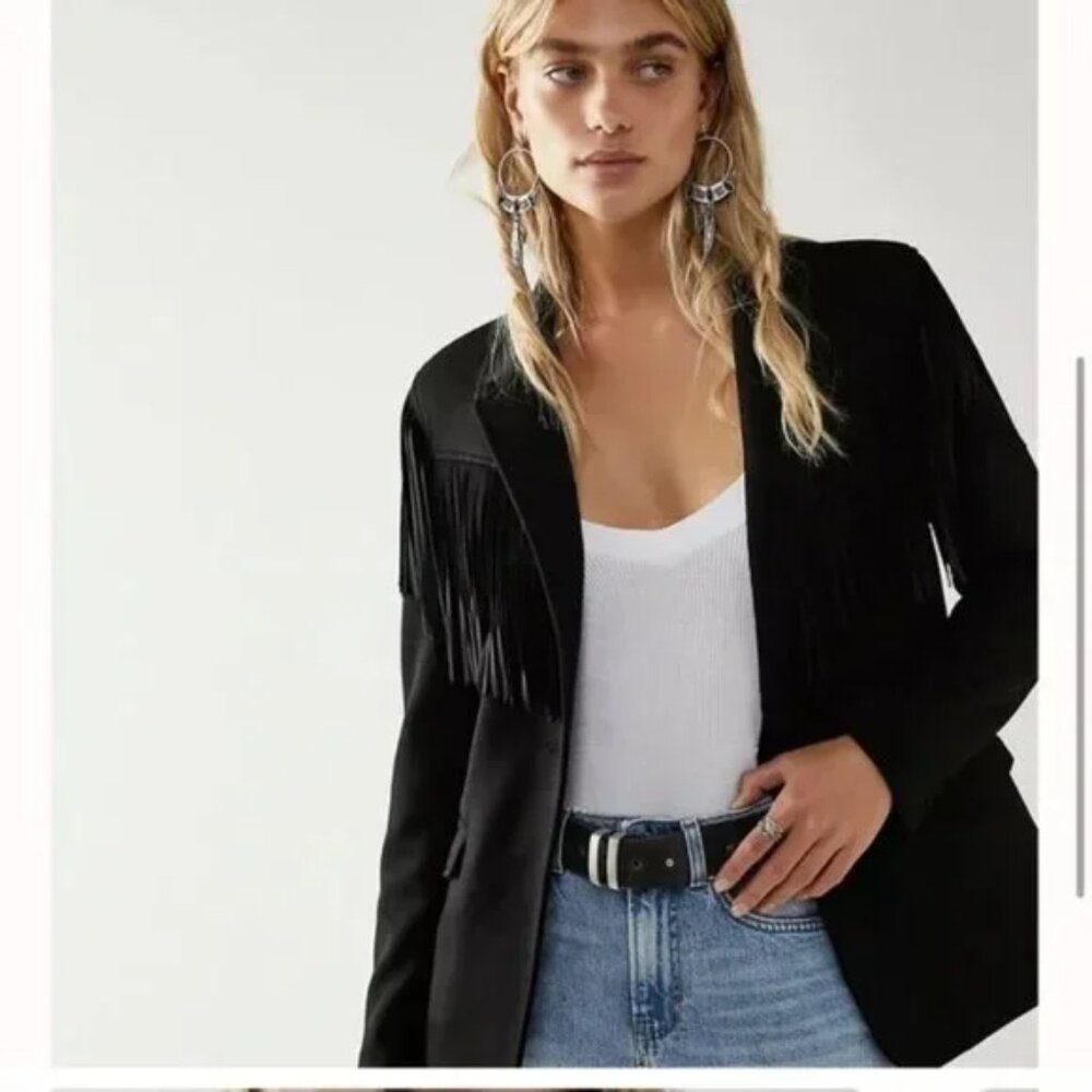 BLANK NYC Fringe Trim Ponte Blazer in Show Stopper NWT Size XS - Picture 2 of 8